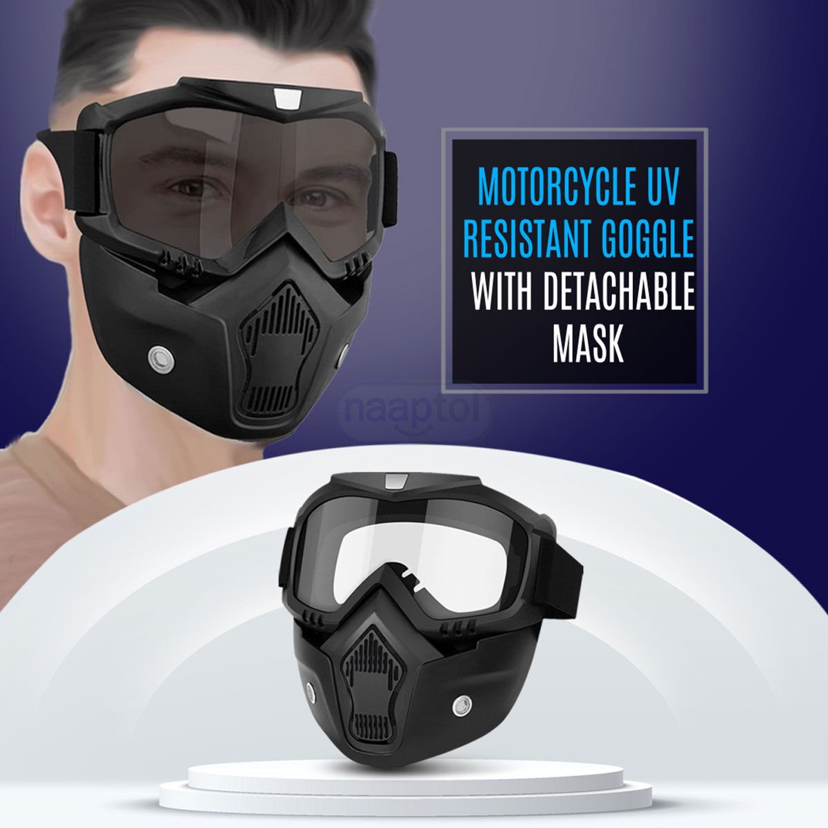 Tactical Motorcycle Face Mask Goggles | Full Face Riding Mask with Anti-Fog Lens - Image 2
