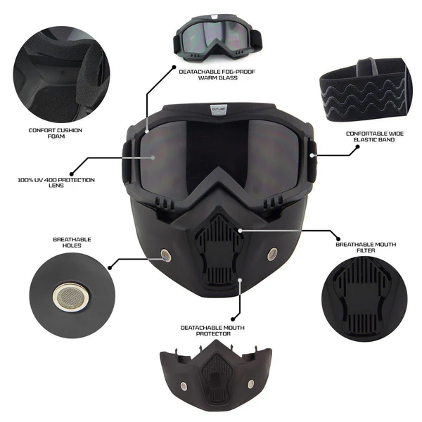 Tactical Motorcycle Face Mask Goggles | Full Face Riding Mask with Anti-Fog Lens - Image 4